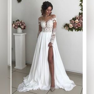 Lace Appliqué Mesh A Line Wedding Dress Size 24 26